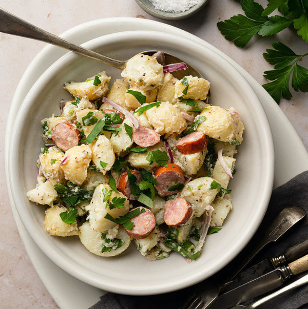 Potato Salad W/ Kabana Sausage, Capers, Red Onion and Aioli (GF, NF)