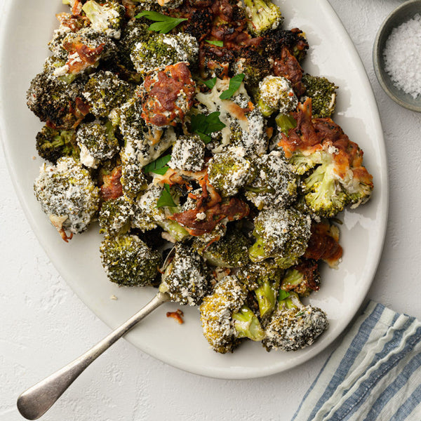 Roasted Broccoli with Yoghurt & Cheese Salad (GF, NF, V)